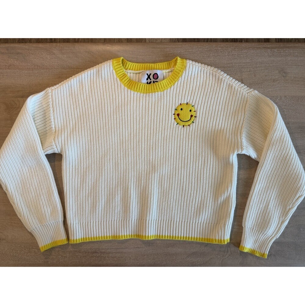 Kerri Rosenthal Smiling Sunshine Cream & Yellow Chunky Knit Sweater Size Medium